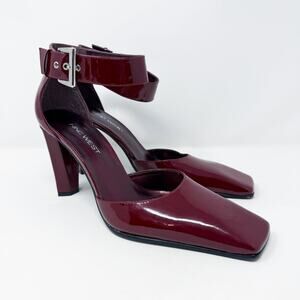 NWOB Vintage Y2K Nine West Burgundy Patent Leather Square Toe Pumps Women's 8